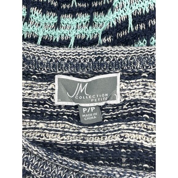 JM Collection Blue Striped Knit Pullover Sweater Women's Size PP Small Petite - Picture 5 of 5